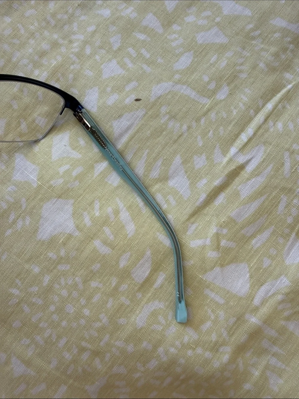 Gabriella Semi-Rimless Glasses in Navy & Mint (Cuban tiles design)
